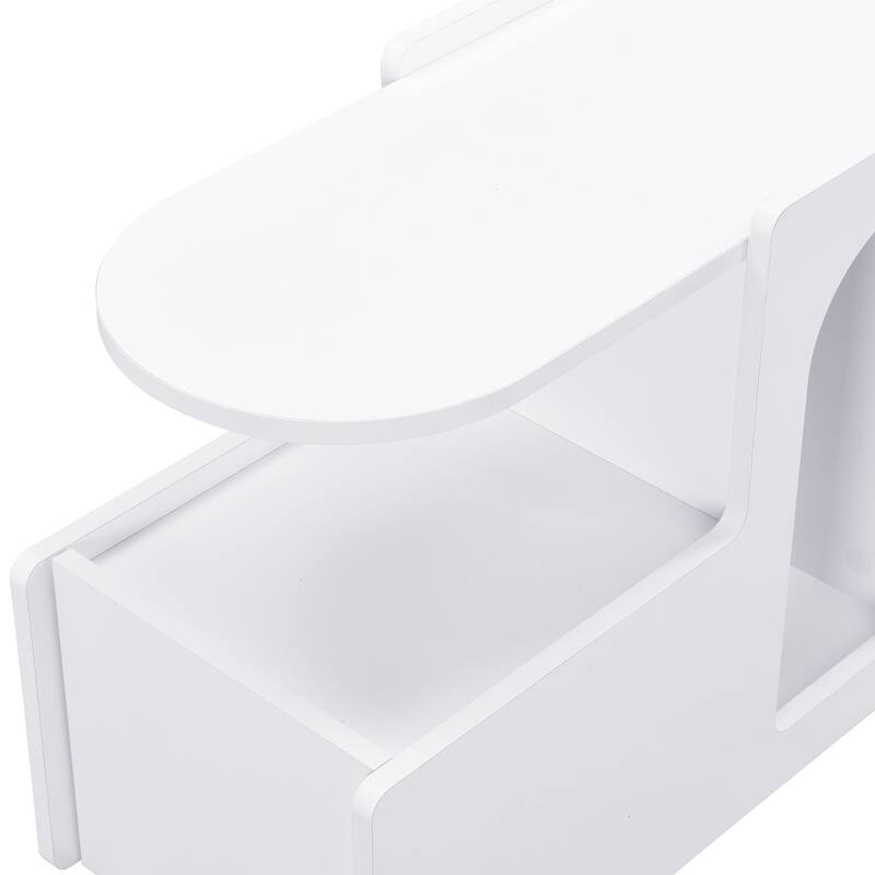 Mobile End Table with lockable wheels, Side Table with Storage Drawer, 11.8inch Narrow Nightstand with Multi-layer Storage