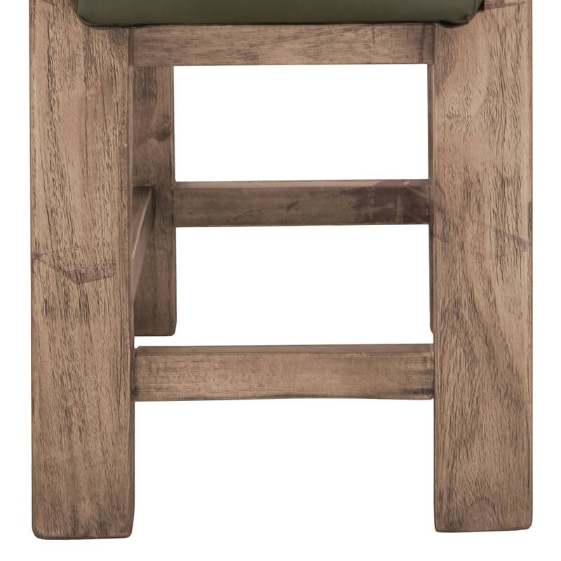 Eray Counter Stool, Olive Green Cushioned Seat, Melina Wood, 24 Inch