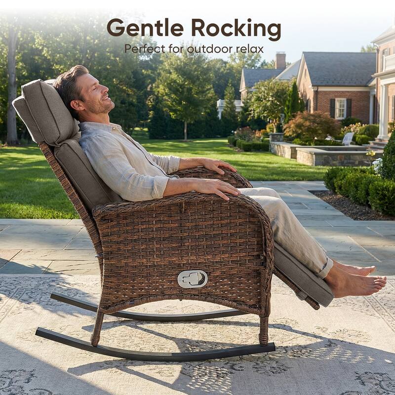 Pocassy Versatile Outdoor Recliner Rocker Chair with Side Table