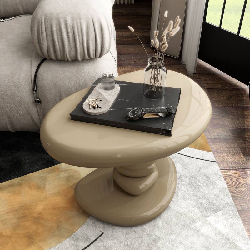 24/7 Shop At Home Modern 2-Piece Oval Glossy Low Profile Coffee Table Set