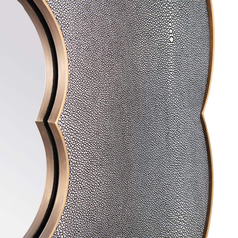 Varaluz Scallop Wall Mirror - Gray Shagreen/Weathered Brass