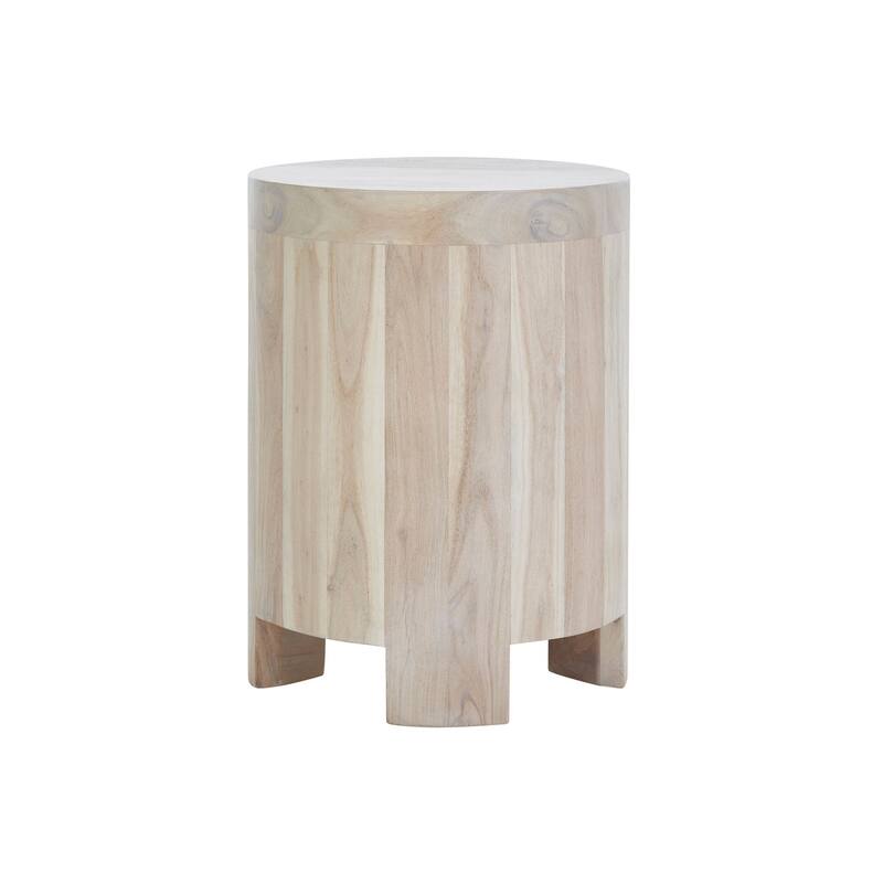 Renwil Kernel Acacia Wood Side Table, White