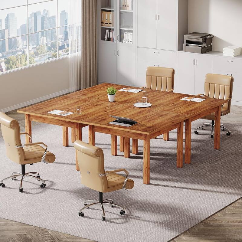 Modern Minimalist Wood 4-Person Square Conference Table/Desk for Meeting Room Seminar Room Boardroom