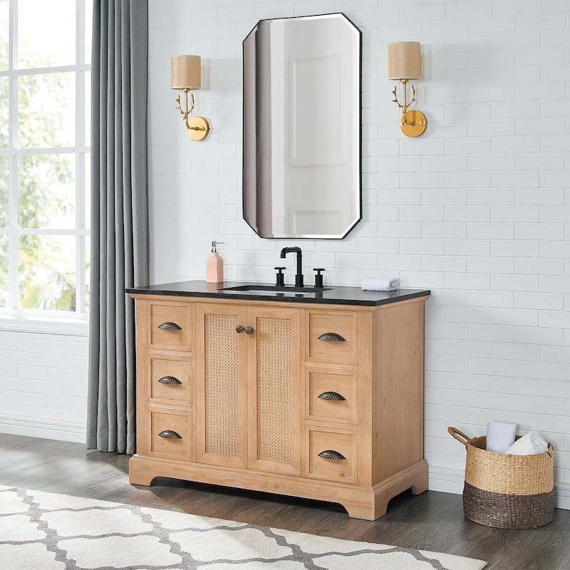 Hervas Bath Vanity with Natural Marble Top and Mirror