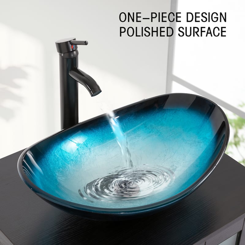 72" Bathroom Vanity Set Glass Ceramic Vessel Sink Side Cabinet Combo
