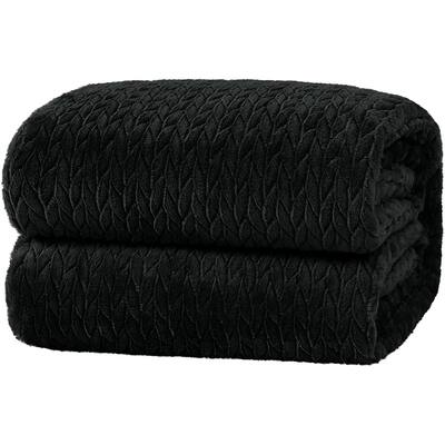 Fleece Throw Blanket for Couch with Plush Rice Pattern