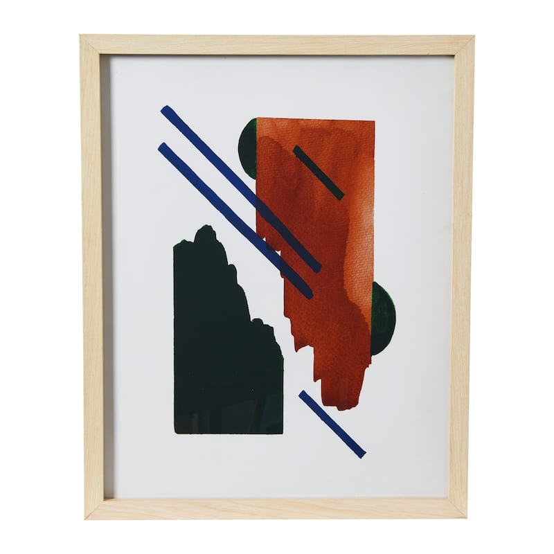 Abstract Geometric Print with Solid Wood Frame and Glass Cover