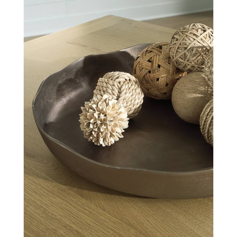 Signature Design by Ashley Wallmen Gold Finish Tray - 21" W x 21" D x 3.4" H