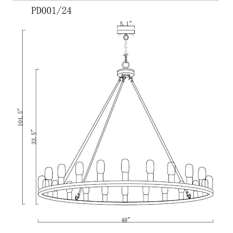 Rustic Iron 48-inch Wagon Wheel 24-light Chandelier
