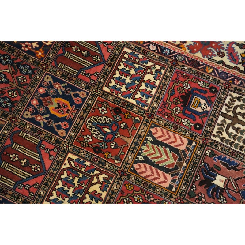Hand Knotted Oriental 100% Wool Carpet Traditional Geometric Multi-Colored Bakhtiari Area Rug - 9' 1'' X 7' 0''
