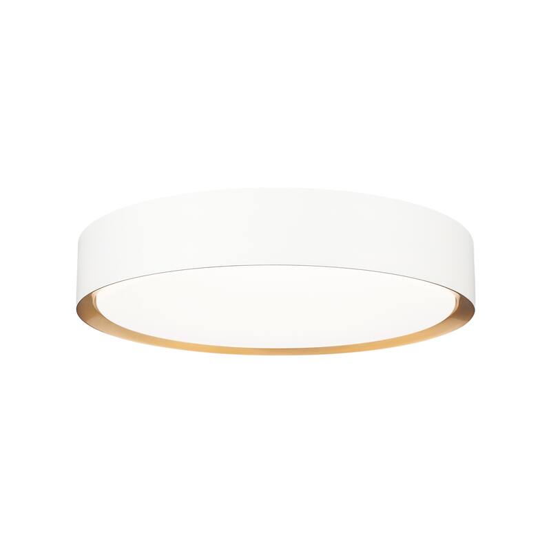 Z-Lite 1014F16-LED Kawan 16" Wide Flush Mount Drum Ceiling Fixture - Matte White / Modern Gold