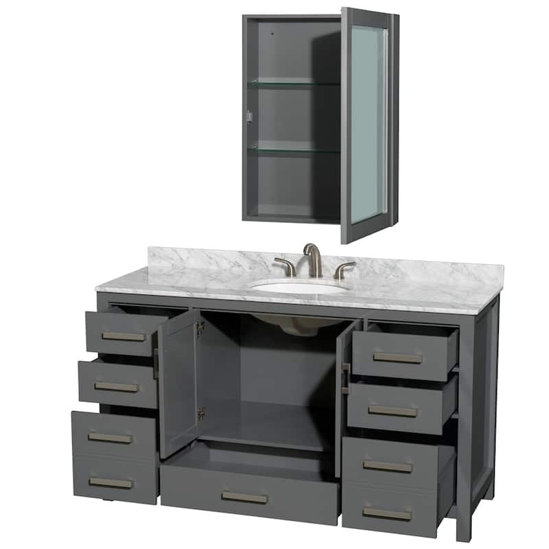 Wyndham Collection Sheffield Single Vanity Set, Medicine Cabinet