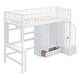 preview thumbnail 9 of 16, Twin Size Loft Bed with Bookshelf, Drawers, Desk and Wardrobe & Storage Staircase, Full Length Guardrail