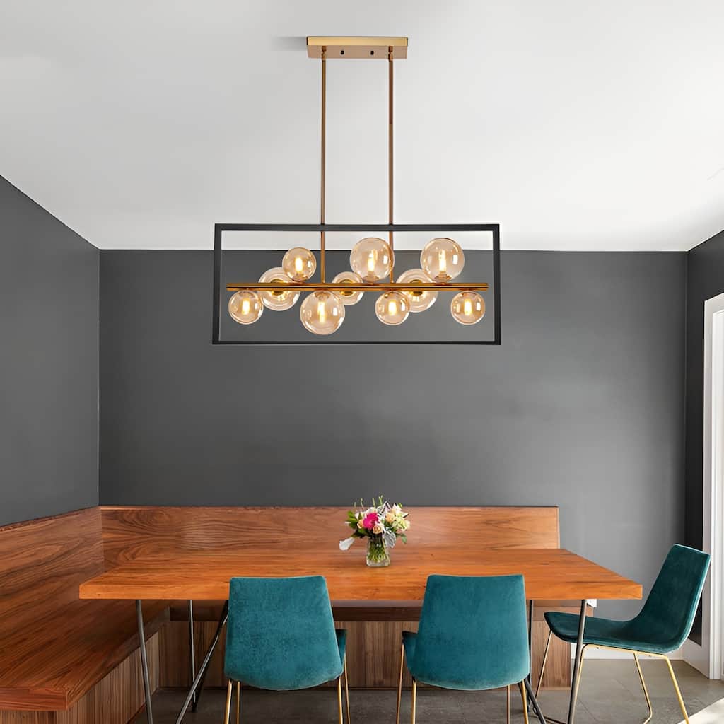 10-Light Gold Sphere Kitchen Island Pendant, Luxury & Chic Ceiling Light