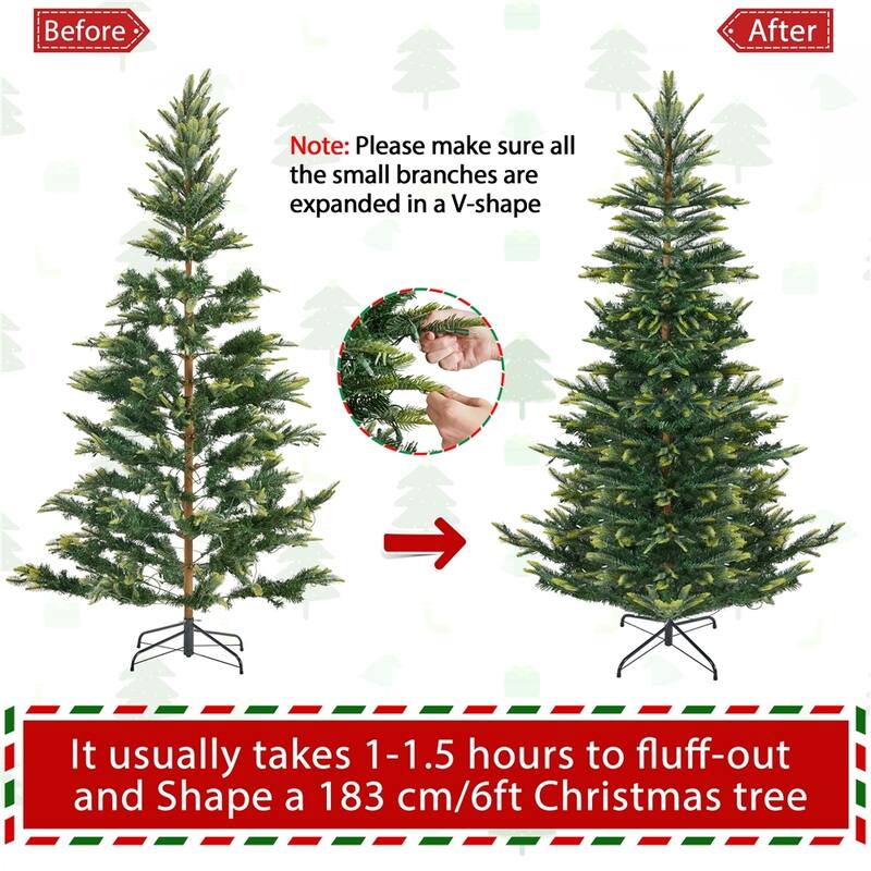 Yaheetech Pre-Lit Christmas Tree Artificial Christmas Tree with Warm White Incandescent Lights