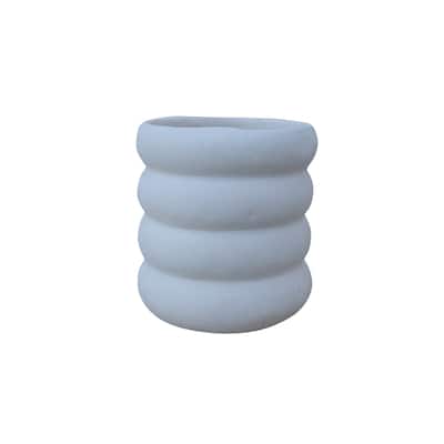 Paper Mache Vase Natural White Dia 5.12" - NATURAL WHITE - NATURAL WHITE