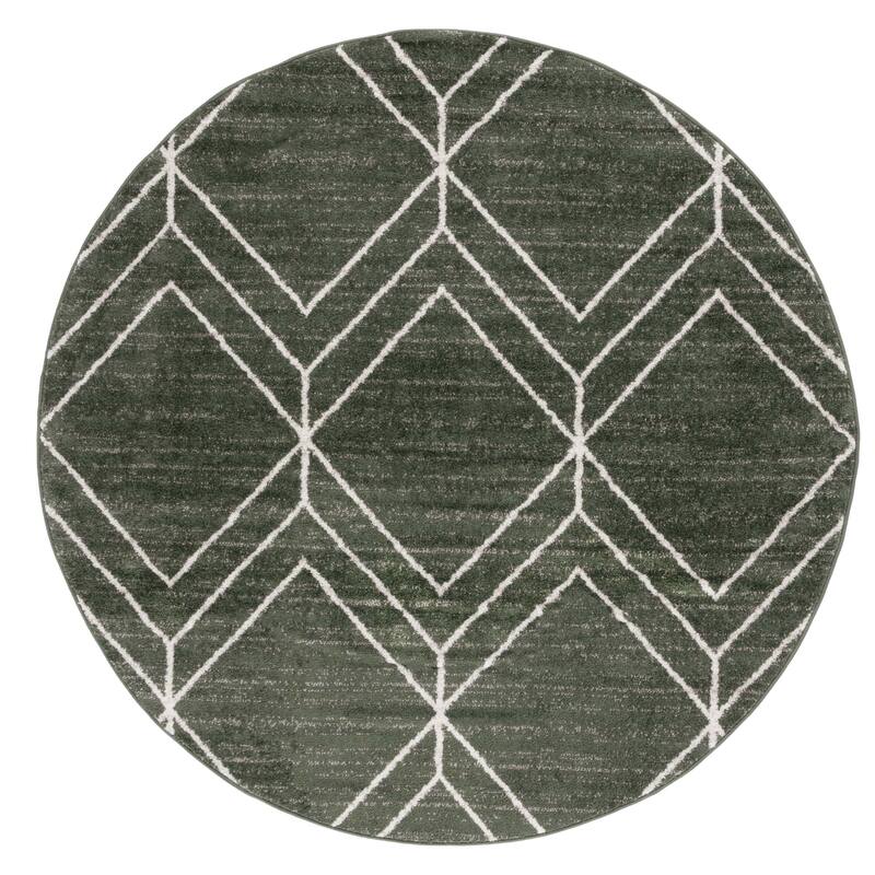 SAFAVIEH Adirondack Juvelina Modern Geometric Rug - 6' Round - Dark Green/Ivory