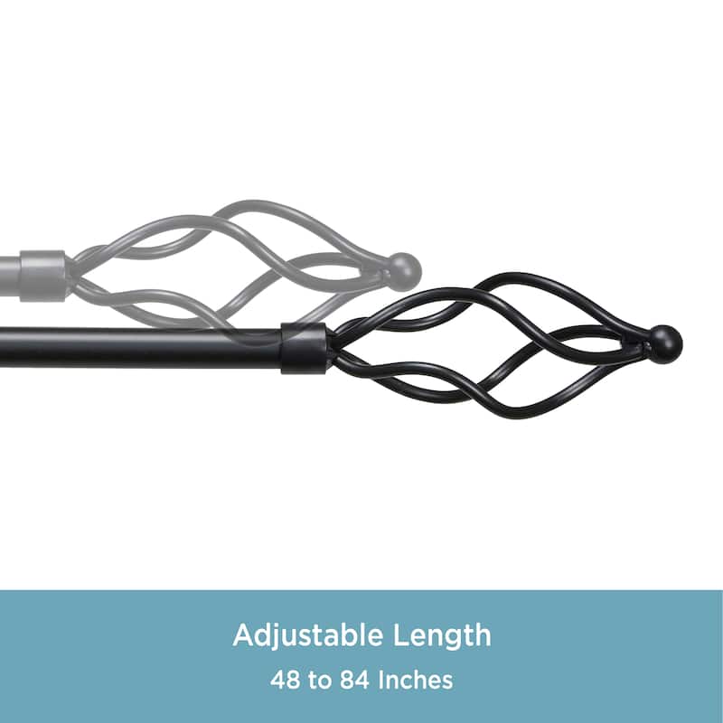 Kenney® Eggbeater 5/8" Standard Decorative Window Curtain Rod, 28-48", Black