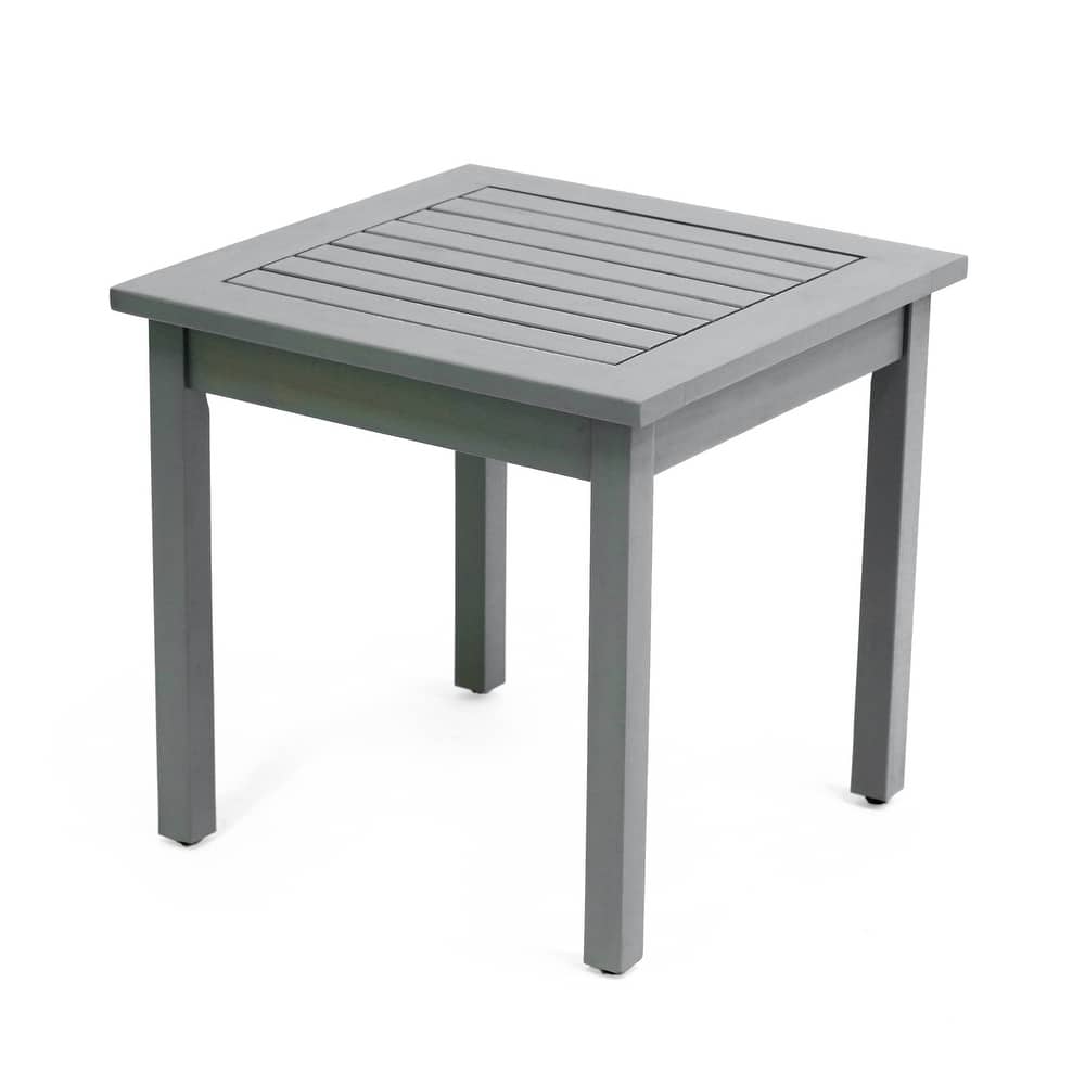 18.9" Square Slatted Solid Acacia Wood Indoor/Outdoor Adirondack Side Table, By JONATHAN Y