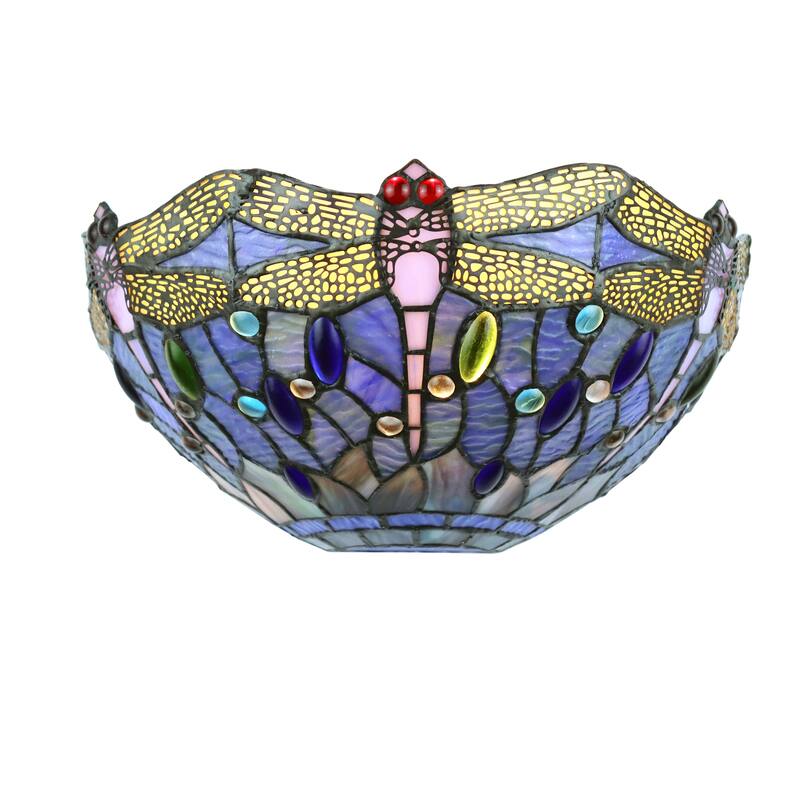 Tiffany Style Dragonfly Design 1-light Dark Bronze Wall Sconce