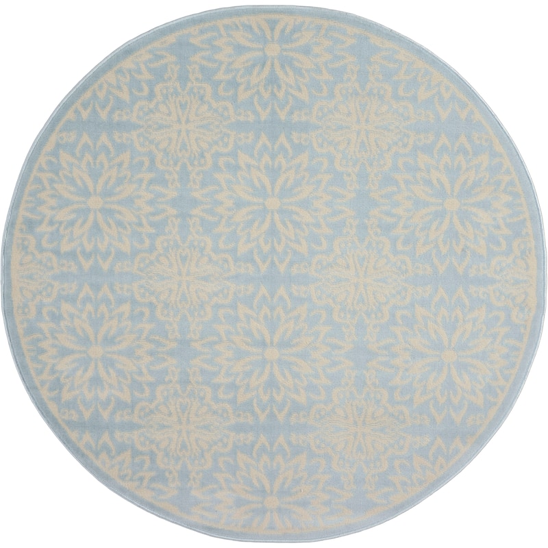 Nourison Jane Floral Medallion Indoor only Area Rug - 5'3" x Round - Ivory/Light Blue