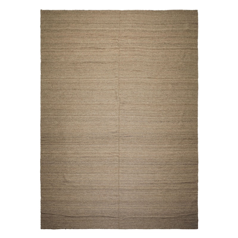 10'1''x13'10'' Hand Woven Wool Taupe Kilim Modern Flatweave Rug - 10' 1'' x 13' 10'' - 10' 1'' x 13' 10''