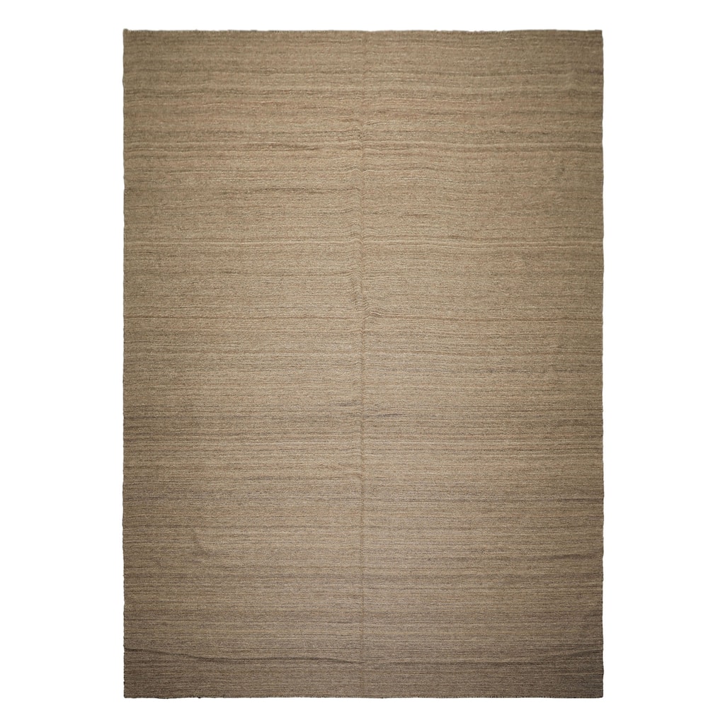 10'1''x13'10'' Hand Woven Wool Taupe Kilim Modern Flatweave Rug - 10' 1'' x 13' 10''