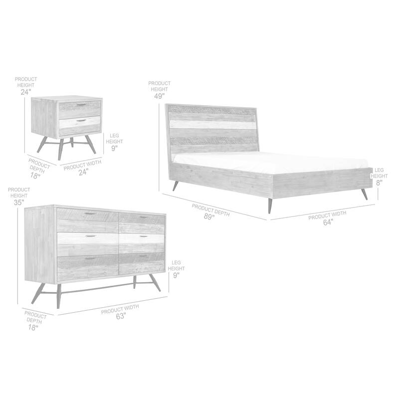 Bridges Modern Two-Tone Acacia Wood 4-Piece Bedroom Set