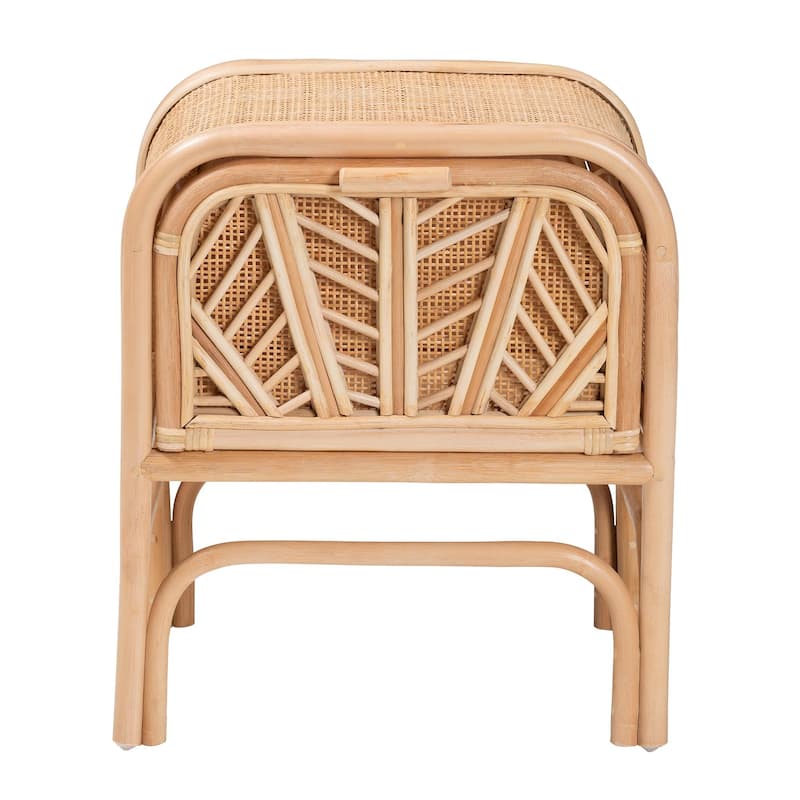 Carabella Bohemian Natural Rattan 1-Drawer Nightstand