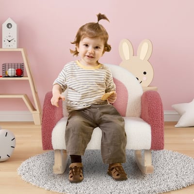 Children's Velvet Rocking Chair with Solid Wood Legs - 20" x 19.5" x 20"(L x W x H)