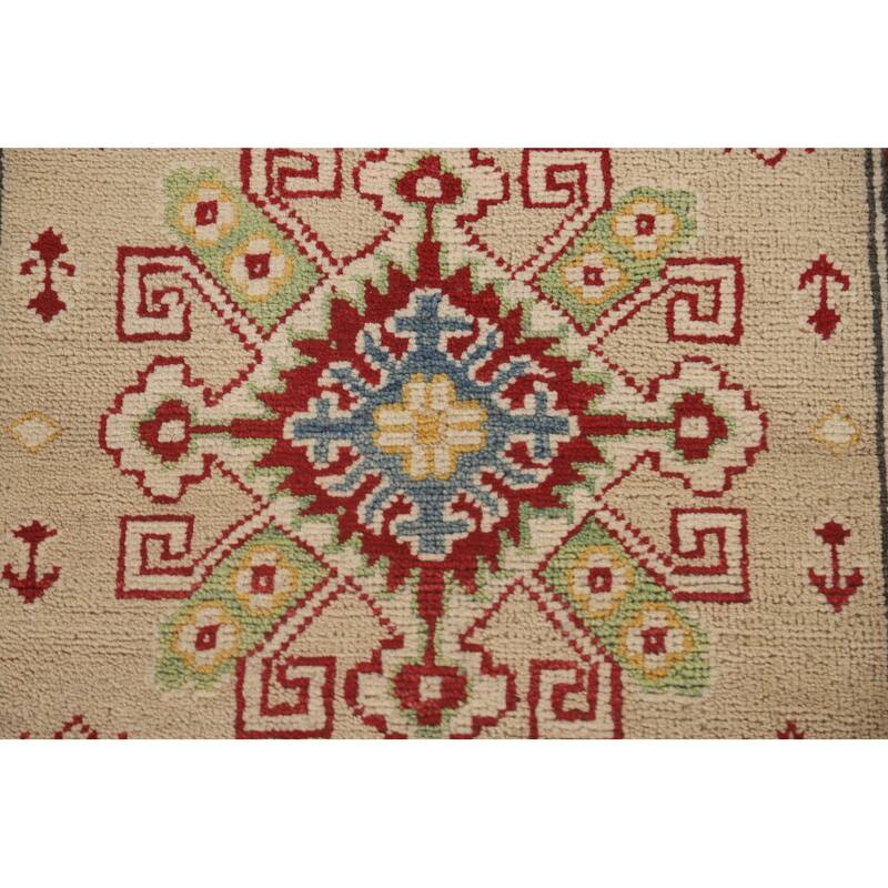 Geometric Kazak Runner Rug Handmade Wool Carpet - 2'10" x 13'0"