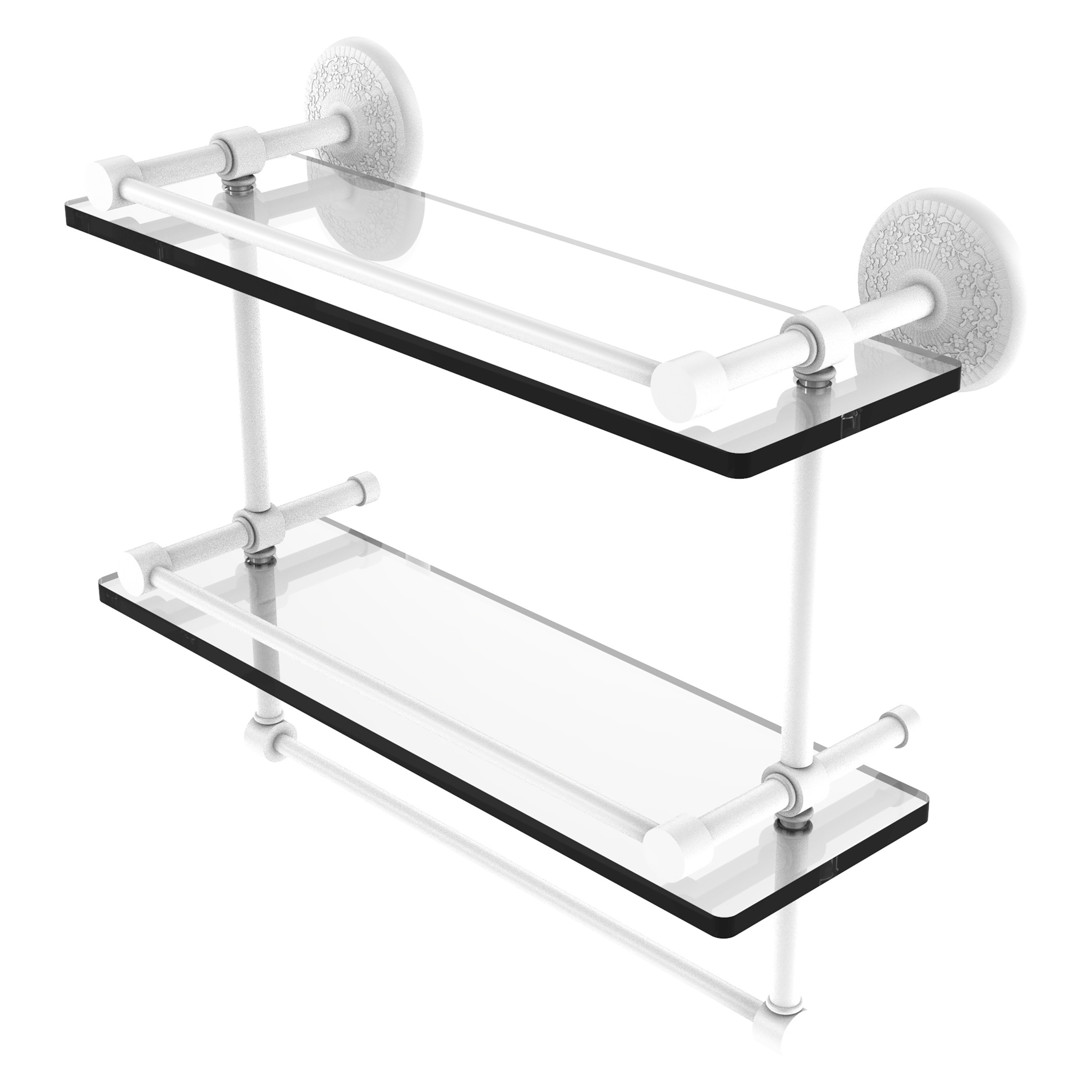 Allied Brass Monte Carlo Collection 16 Inch Gallery Double Glass Shelf with Towel Bar