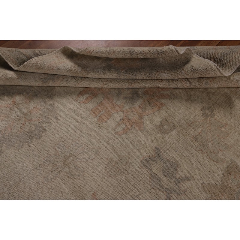 Earth Tone Vegetable Dye Oushak Area Rug Handmade Wool Carpet - 9'7"x 13'5"