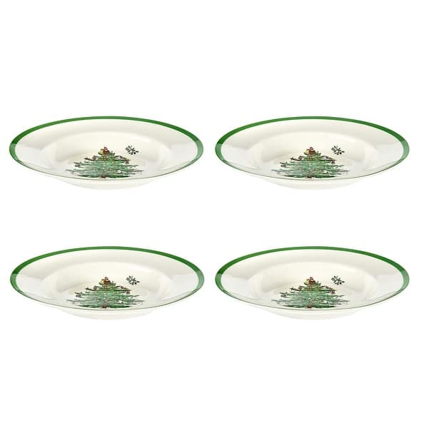 slide 2 of 7, Spode Set of 4 Christmas Tree Soup Plates - 9 in