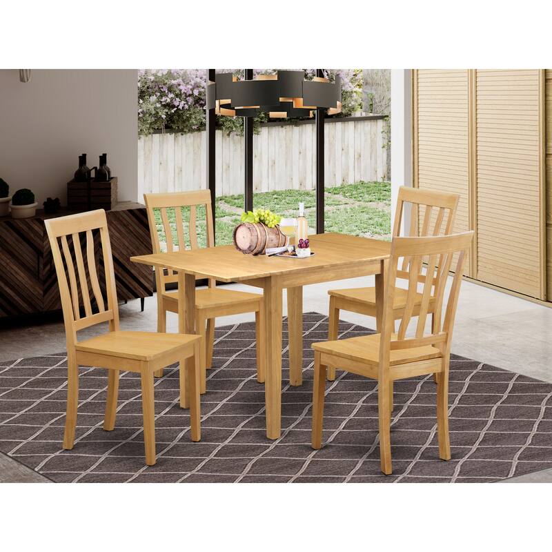 East West Furniture Dining Table Set- a Rectangle Kitchen Table and Dining Room Chairs, Oak (Pieces Option) - NDAN5-OAK-W