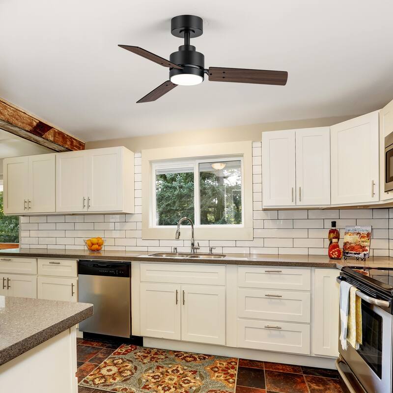 36/42/52-Inch Reversible 3/5-Blade Integrated LED Ceiling Fan with Light Remote