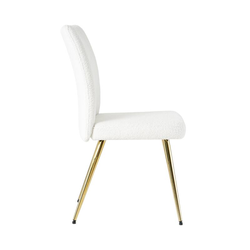 Modern Black Teddy Wool Dining Chairs Set of 4, Upholstered Chair with Fabric Accent Side Chair, Side Chair with Gold Metal Legs
