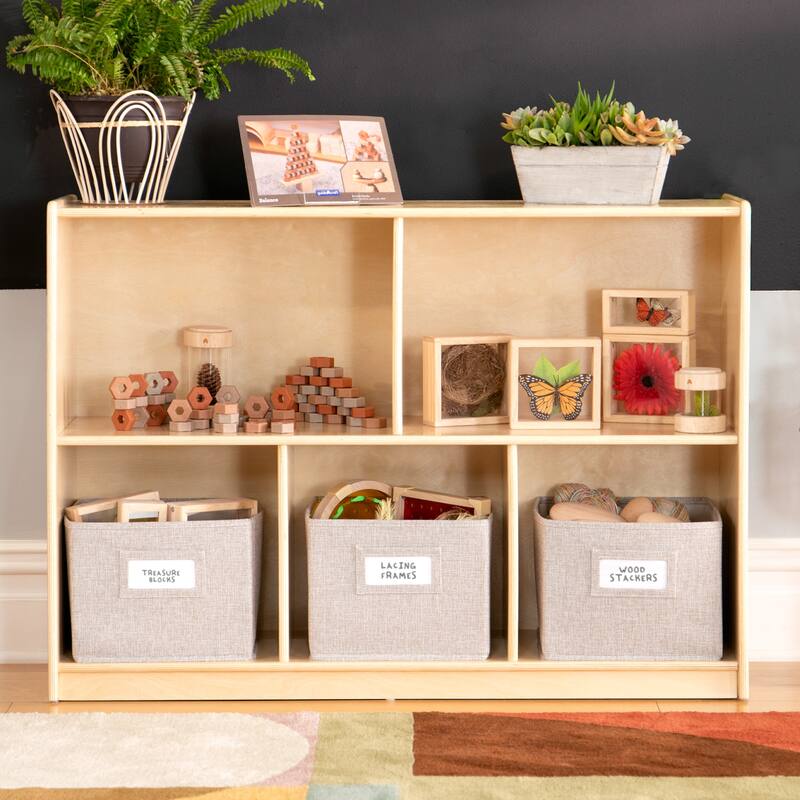 Guidecraft EdQ Essentials Two Shelf 5 Compartment Storage 30''