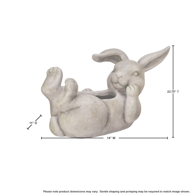 Mgo Bunny On Back Planter 24" L - 14