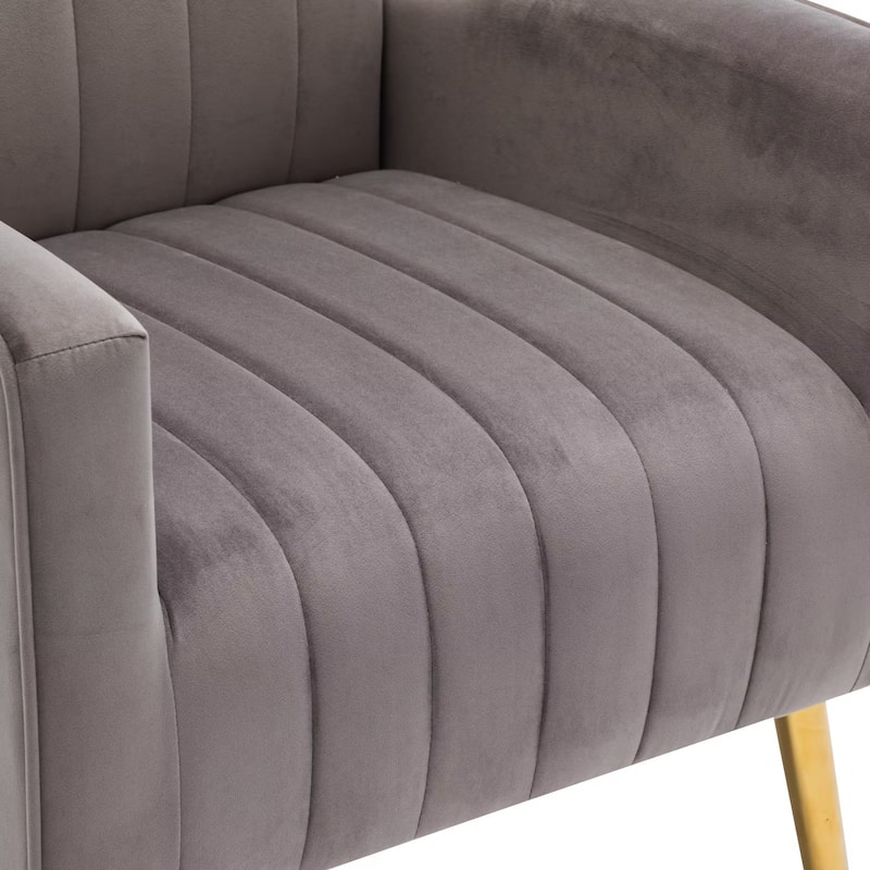 Velvet Comfy Accent Chair Cozy Arm Chair with Wingback and Gold Metal Legs