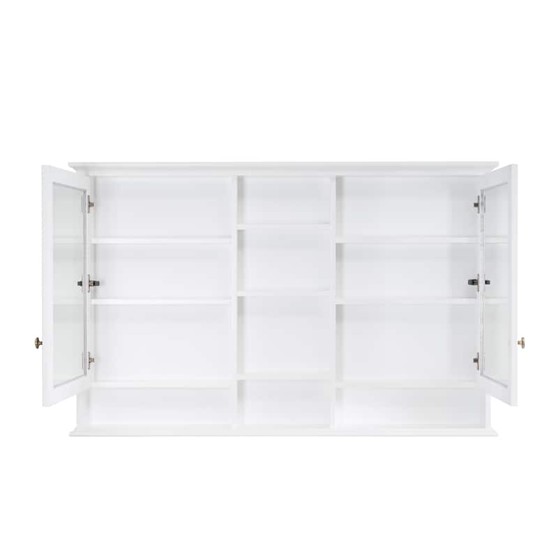 Modern Surface Mount Solid Wood Framed Medicine Cabinet With Mirror and Shelves