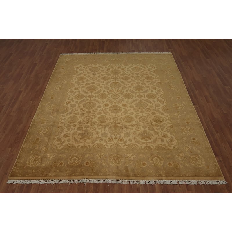 Hand Knotted Oriental 100% Wool Carpet Traditional All-Over Yellow & Gold Peshawar Area Rug - 10' 3'' X 7' 10''