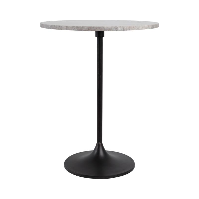 Metal Base Marble Top Modern Glam Accent Table Round Silhouette