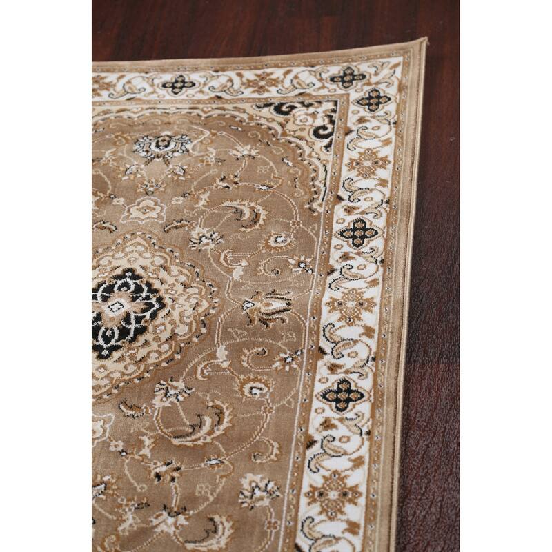 Traditional Brown Floral Oriental Tabriz Area Rug Turkish Carpet