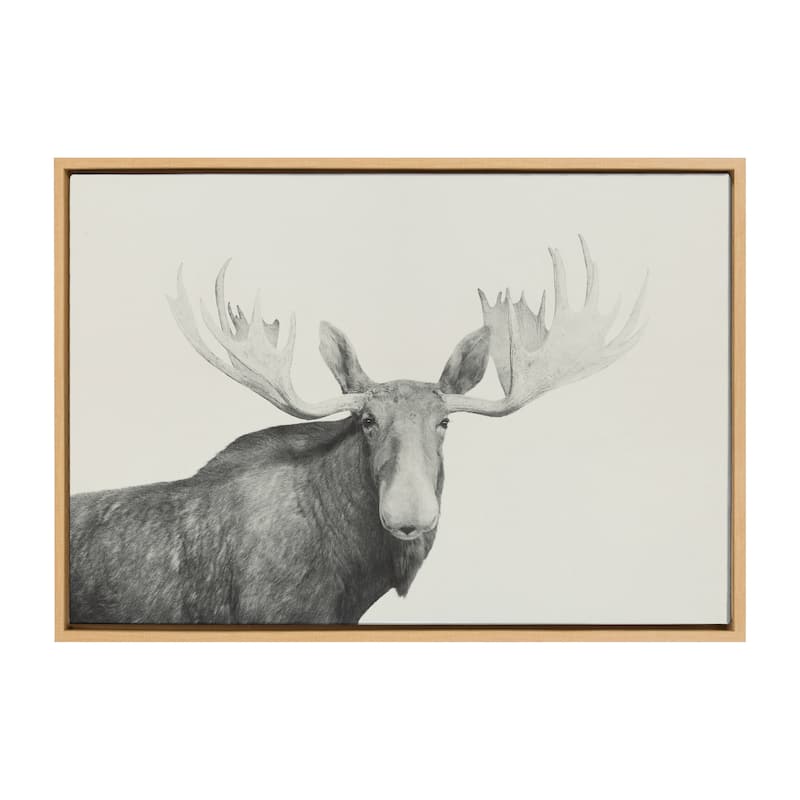 Kate and Laurel Sylvie Moose Framed Canvas by Emiko and Mark Franzen - 23x33 - Plastic - Brown