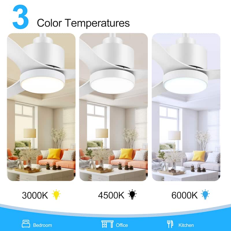42 Inch LED Black/White Ceiling Fan with Lights Remote(3-Blade)