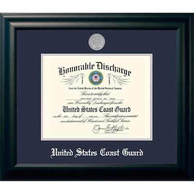 Patriot Frames Coast Guard 8.5x11 Discharge Black Frame Silver Medallion