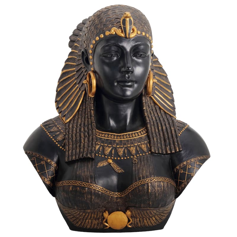 Veronese Design 21.26" H BUST OF CLEOPATRA (BLACK + GOLD) .. Multicolor Resin