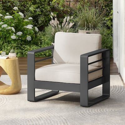 Maya Bay Aluminum Outdoor Club Chair with Cushions by Christopher Knight Home