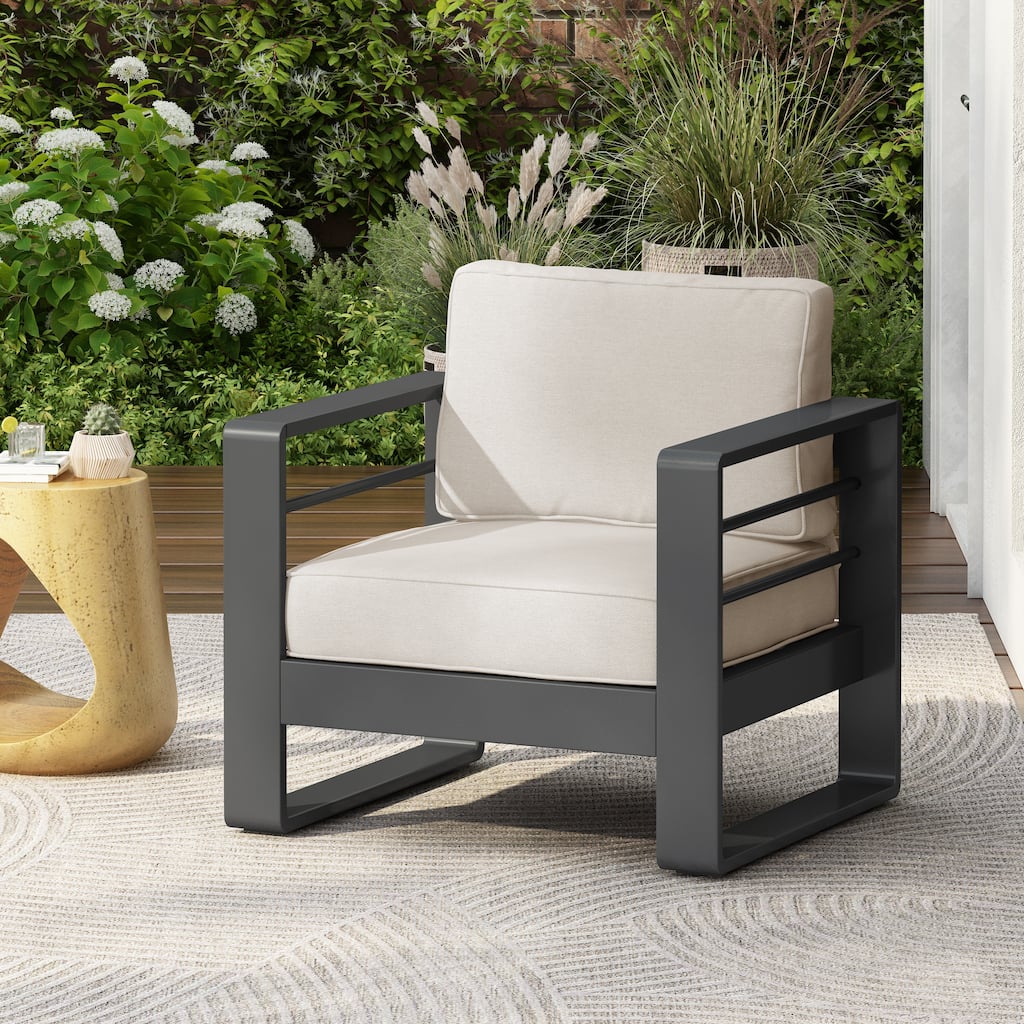 Maya Bay Aluminum Outdoor Club Chair with Cushions by Christopher Knight Home